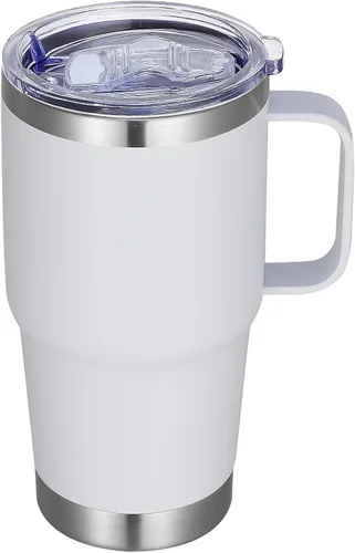 Vista 18 de Vaso térmico de acero inoxidable de 20 oz con asa, envase a granel, vasos termales metálicos aislados, taza de café de viaje con asa, vaso de doble