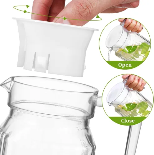 Vista 6 de BESPORTBLE Jarra de vidrio con tapa – Juego de 2 jarras de agua de vidrio de 20 onzas / 20.3 fl oz – Jarra transparente para cerveza fría para agua