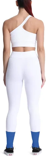 Vista 4 de Aoxjox Conjuntos de 2 piezas para mujer, yoga, gimnasio, fitness, actividad activa, camiseta corta sin mangas, cintura alta, leggings sin costuras