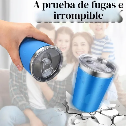 Vista 4 de ShineMe - Vasos de acero inoxidable para niños, paquete de 2 tazas