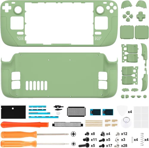 Vista 2 de eXtremeRate Juego completo de carcasa de bricolaje con botones para Steam Deck LCD, placa frontal personalizada de repuesto para Steam Deck LCD