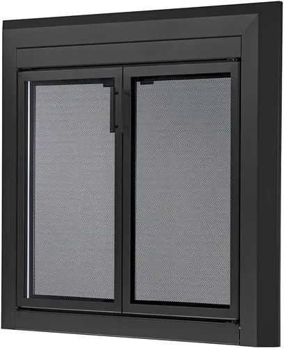 Vista 2 de UniFlame - Logan - Puertas de chimenea estilo gabinete con vidrio templado ahumado