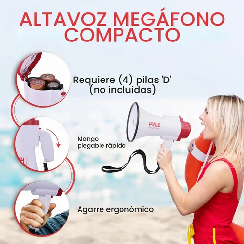 Vista 4 de Pyle-Pro PMP35R megáfono profesional con sirena y grabadora de voz