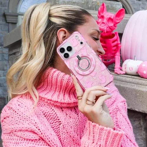 Vista 79 de VELVET CAVIAR Funda para iPhone 15, compatible con MagSafe, probada contra caídas de 10 pies, fundas protectoras de diseño, leopardo color rosa