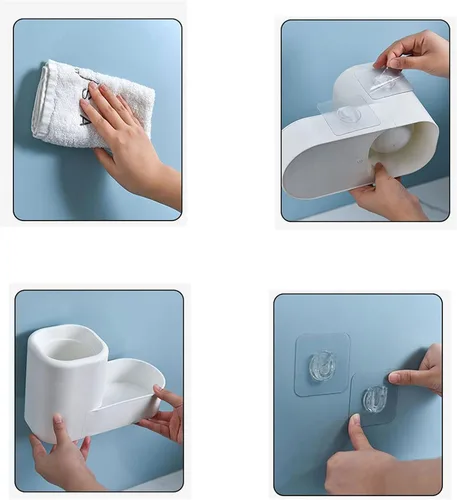 Vista 4 de Escobilla de inodoro con soporte, juego de gancho extra y mango antideslizante, cepillo de baño para limpieza profunda y secado rápido, cepillo
