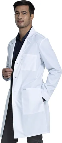 Vista 4 de Cherokee White Lab Coat for Men or Women with 3 Pockets and Center back length 38" CK460