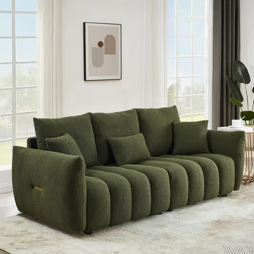 Vista 10 de Antetek - Sofá individual moderno de 35 pulgadas, cómodo asiento profundo de tela de peluche, silla de sala de estar, sofá de lectura Boucle de ocio