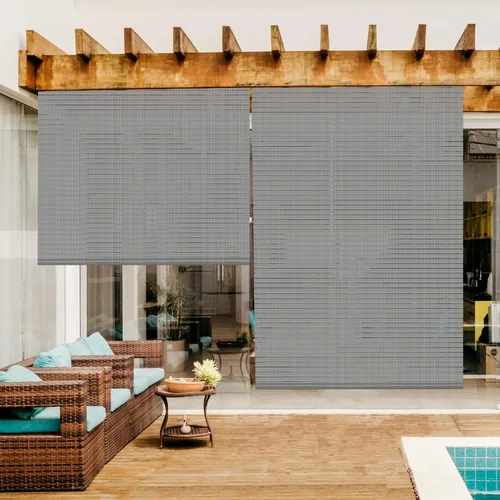 Vista 7 de Persianas enrollables para exteriores, para porche, terraza, pérgola, patio, balcón, glorieta, privacidad, 4 pies de ancho x 6 pies de alto