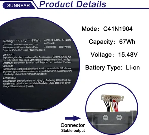 Vista 2 de C41N1904 C41N1904-1 Reemplazo de batería para ZenBook 13 BX325JA UX325SA UM325SA UX363EA-EM045R 14 UX425UA UM425IA HM053T Flip S13 UX393EA VivoBook