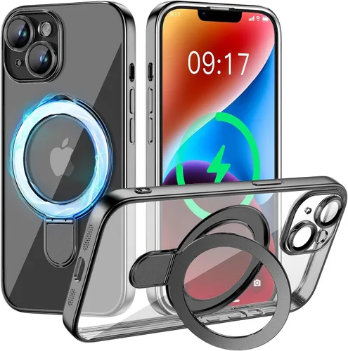 Vista 79 de Funda magnética para iPhone 14 Pro con soporte invisible [compatible con MagSafe] [protector completo de lente de cámara]