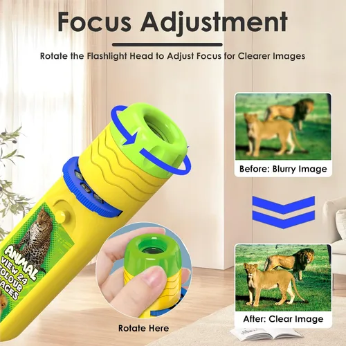 Vista 6 de Pup Go Linterna proyector de animales para niños a partir de 3 años, 3 discos 24 imágenes, juguetes de animales de safari para niños y niñas