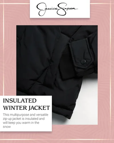 Vista 4 de Jessica Simpson Abrigo de invierno para mujer Parka acolchada pesada Chaqueta de nieve aislada para mujer (S-XL)