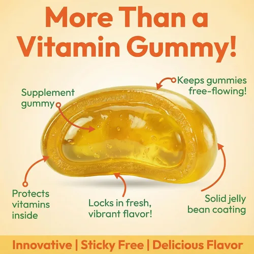 Vista 3 de Human Beanz Gomitas de gelatina de vitamina C para niños, suplementos dietéticos de apoyo inmunológico, vegetariano, 120 granos de gelatina Citrus