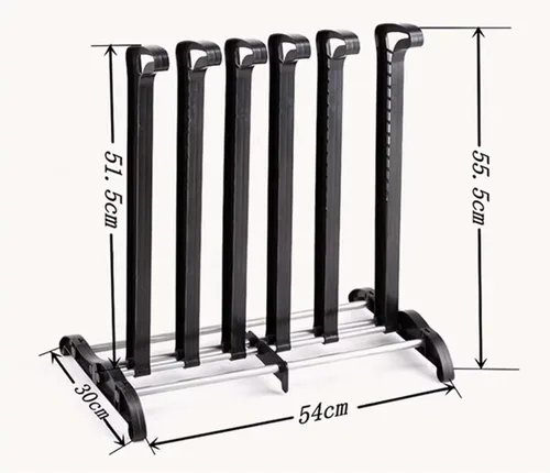 Vista 3 de Soporte de metal para almacenamiento de botas, organizador de calzado independiente para uso en interiores y exteriores, capacidad para 4 pares