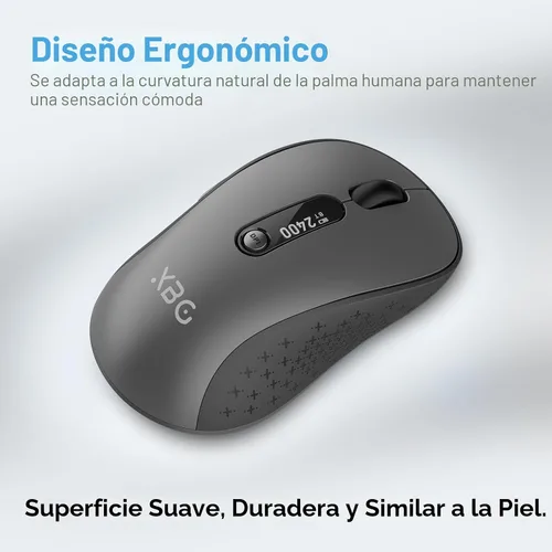 Vista 6 de XBG Ratón Bluetooth inalámbrico B15pro, Bluetooth 5.0/4.0 y 2.4G Tri-Mode, tipo C recargable con pantalla LED, clic silencioso ergonómico