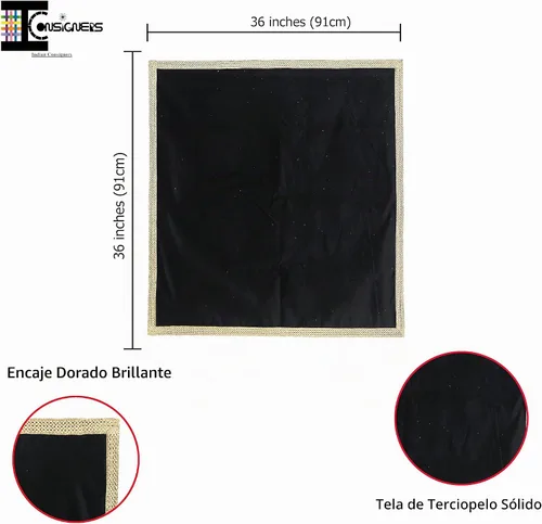 Vista 7 de Indian Consigners Pequeño paño de terciopelo de color sólido para uso multiusos (negro)