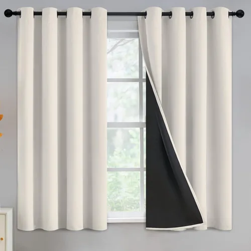 Vista 40 de Yakamok Cortinas negras, cortinas de ventana con aislamiento térmico y eficiencia energética para dormitorio, cortinas opacas completas y cortinas