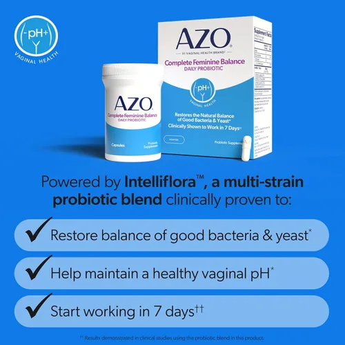 Vista 3 de AZO Probióticos diarios de equilibrio femenino completo para mujeres, clínicamente probados para ayudar a proteger la salud vaginal, ayudan a