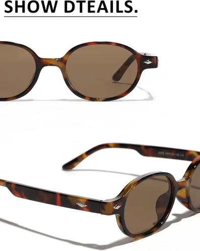 Vista 4 de ADE WU Lentes de sol ovalados de moda para mujer, estilo retro vintage de los años 90, lindos lentes de sol pequeños