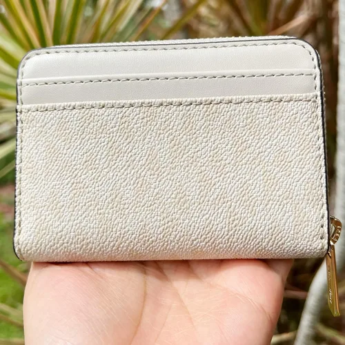 Vista 5 de Michael Kors Jet Set MK Sherbert - Funda para tarjetas de viaje MD con cremallera Light Sand Cartera con cremallera