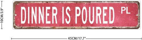 Vista 3 de Dinner Is Poured Table Decor Signs Hanging Wood Sign Retro Blood Red Oil Paint Wall Art Wood Plaque Sign Home Decor for Living Room Window 4x18 Inch