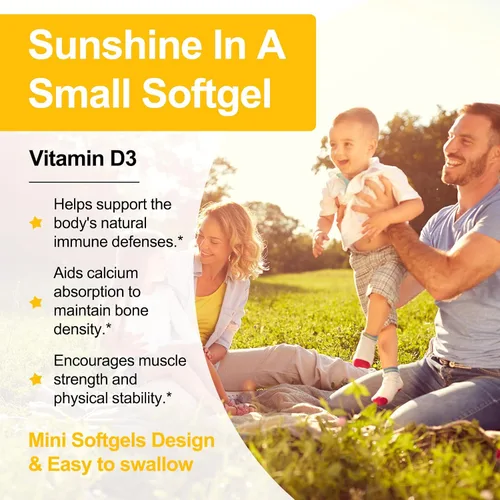 Vista 5 de JulyDeer Vitamina D3 2000 UI (50 mcg) 180 cápsulas blandas Apoya la salud inmunológica, la absorción de calcio y la fuerza ósea Esencial