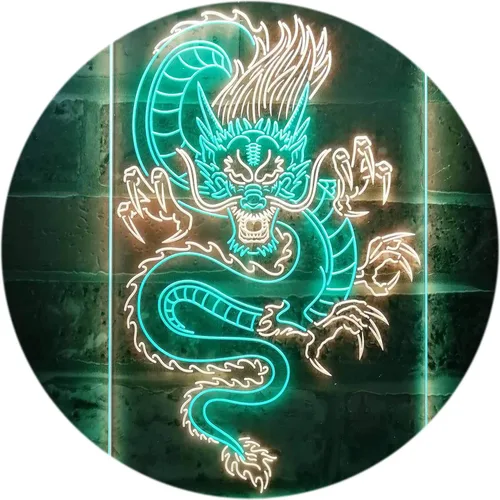 Vista 11 de Cartel de neón ADVPRO LED con dragón chino, letrero de neón LED de color dual st6-i3225