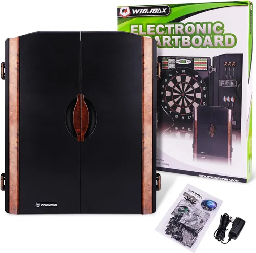 Vista 6 de Electronic Dart Board LED Electric Digital Boards with Cabinet 12 Darts 38 Games with 211 Variations,Low Bounce-Outs,for 16 Players; 5 Levels