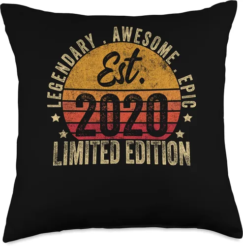 Vista 4 de 3rd Birthday Vintage 3 Year Old Est 2020 Limited Edition Throw Pillow