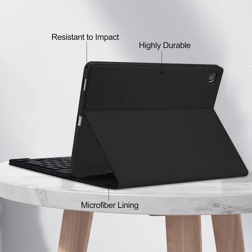 Vista 4 de Funda de teclado para Samsung Galaxy Tab S6 Lite de 10.4 pulgadas 2024/2022/2020, funda protectora Magentic con soporte para S-Pen y teclado Negro