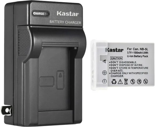 Vista 8 de Kastar - Cargador de batería de pared AC para Canon NB-5L NB5L, NB-5LH NB5LH, 1135B001 batería, Canon CB-2LX CB-2LXE Charger, Canon Digital IXUS 850