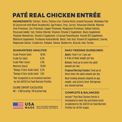 Vista 8 de Instinct Original Paté - Alimento húmedo para gatos, receta sin granos, pollo real, 3 onzas (paquete de 24)