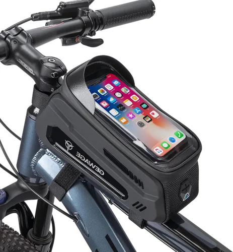 Vista 8 de GEWAGE Bolsa de montaje para teléfono de bicicleta y bomba de neumáticos de bicicleta, multiherramienta para bicicleta con palanca de neumáticos