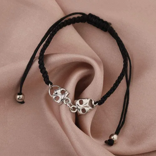 Vista 4 de KUIYAI Pulsera de macramé con máscara de drama, máscara de tragedia, regalo para actriz y actriz