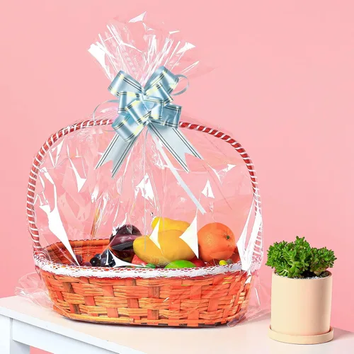 Vista 3 de 30 paquetes de bolsas de celofán de 32 x 40 pulgadas para cesta, bolsas de celofán transparentes extragrandes gigantes, bolsas de celofán