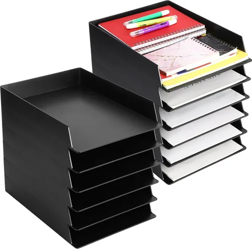 Vista 12 de Wenqik Bandejas de letras negras apilables, organizador de escritorio de Negro