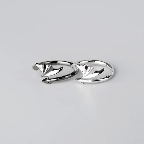 Vista 6 de Anillos a juego para mujer, hombre, ángel, alas de diablo, dragón y flecha, anillos abiertos, ajustables, sol, luna, promesa, juego de anillos
