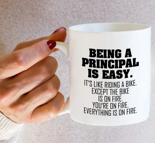 Vista 6 de Retreez Taza divertida – Being a Principal is Easy Except the Bike is on Fire Taza de café de cerámica de 11 onzas – Divertido, sarcástico, regalos