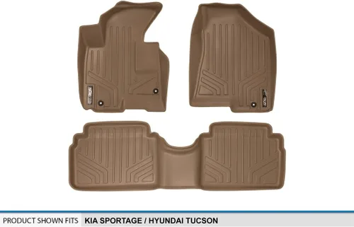 Vista 5 de SMARTLINER Juego de alfombrillas de piso de ajuste personalizado de 2 filas para Hyundai Tucson 2010-2013
