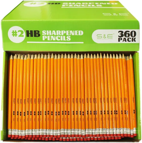 Vista 9 de S & E TEACHER'S EDITION 50 lápices de madera con parte superior de borrador, lápiz de madera, lápices preafilados con parte superior de borrador, 2