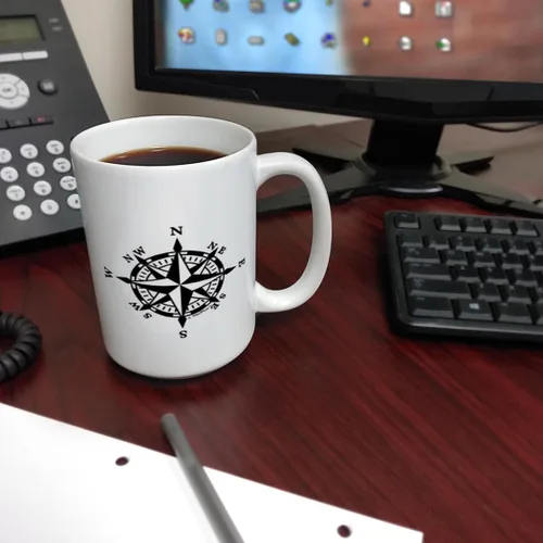 Vista 6 de Regalos de crucero, brújula náutica, brújula de senderismo, taza de café, regalos de aventura, regalo de viajeros, regalo al aire libre, taza