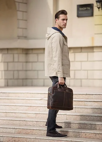 Vista 2 de CUSTOMHOUZZ - Maletín de piel para hombre con cremallera, para hombre