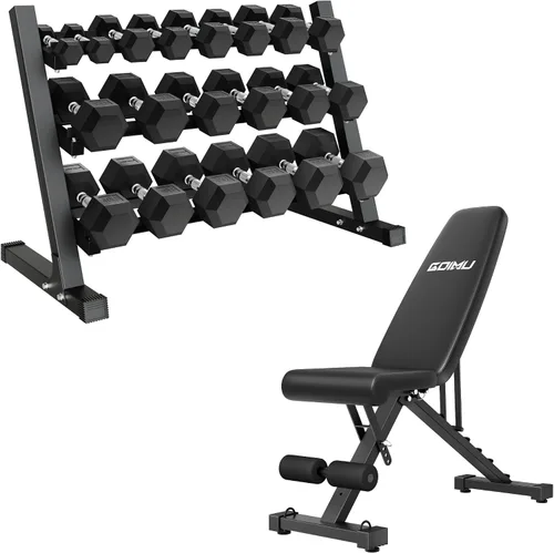 Vista 10 de Dumbbell Sets with Rack, Rubber Hex Dumbbells, 160/220/280/360/450/550LBS, Hand Weights with Chrome Handle for Strength Training 280 libras