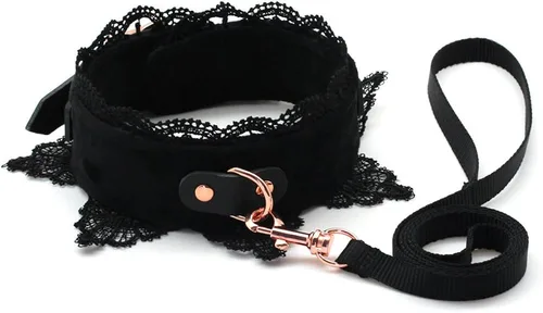 Vista 7 de SMspade Gargantilla de cuero con encaje negro para hombres mujeres y niñas Cuero