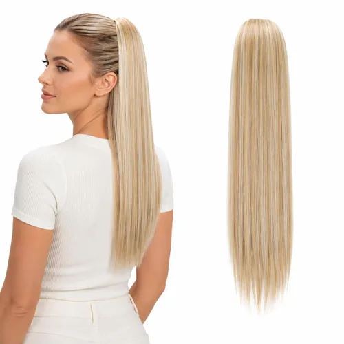 Vista 26 de CAISHA Extensión de cola de caballo de 22" con cordón voluminoso Straigtht negro-marrón PH503