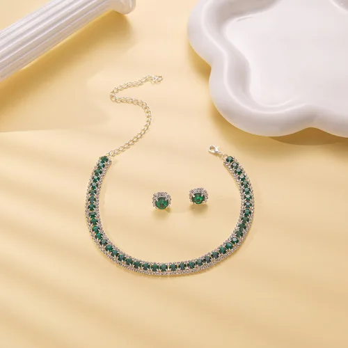 Vista 11 de Collar de gargantilla nupcial de cristal de diamantes de imitación para mujer