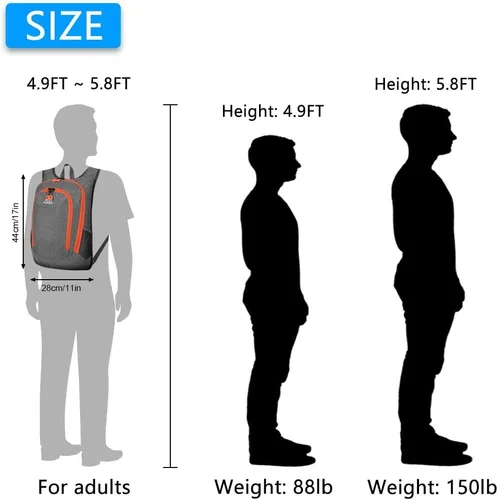 Vista 4 de Esup Mochila de senderismo pequeña de 15 L plegable y ligera mochila de viaje para mujeres y hombres (negro)