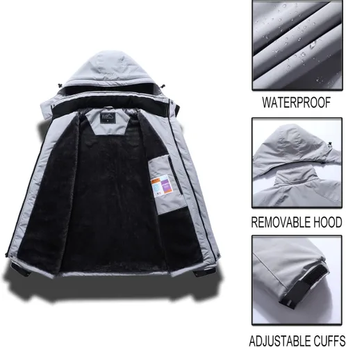 Vista 7 de Pooluly - Chaqueta impermeable de invierno, esquí, snowboard, para hombre, con capucha, rompevientos.