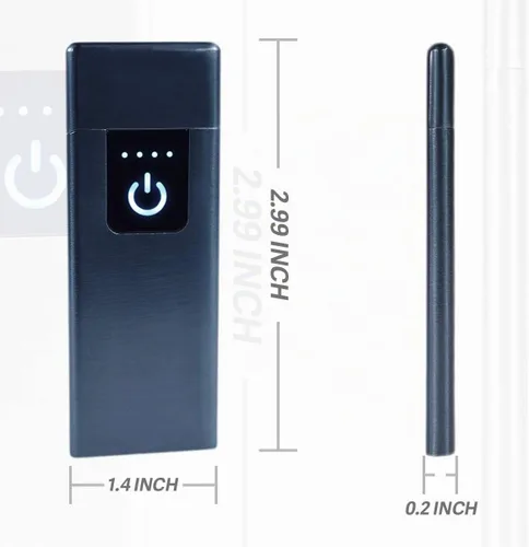 Vista 3 de Encendedor inteligente con sensor de huellas dactilares, sin llama, resistente al viento, encendedor de cigarrillos de doble cara, encendedor Negro
