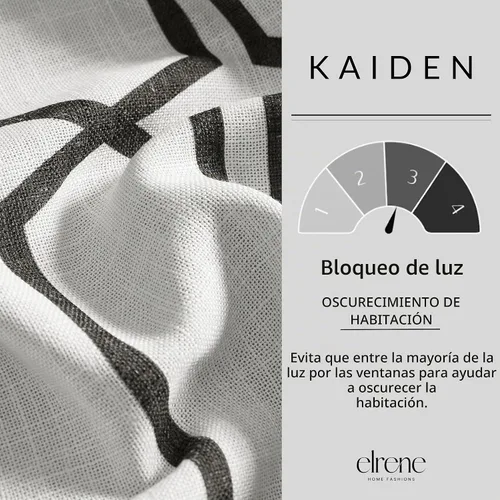 Vista 4 de Elrene Home Fashions Kaiden - Cortina geométrica de oscurecimiento de habitación, panel único, 52" ancho x 84" largo (1 panel), negro